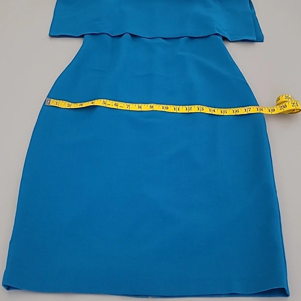 Nicole Miller New York Cold Shoulder Teal Dress - Picture 7 of 9